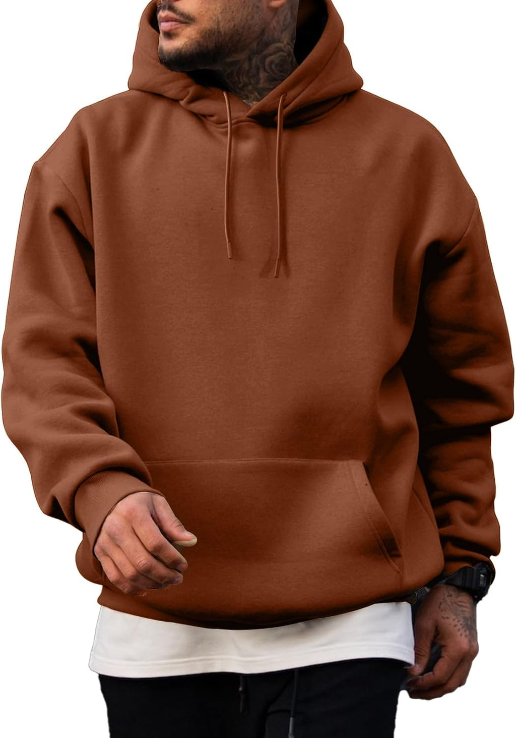 JMIERR Mens Casual Cotton Hooded Collar Drawstring Hoodies Pullover Sweatshirts Casual Long Sleeve Shirts