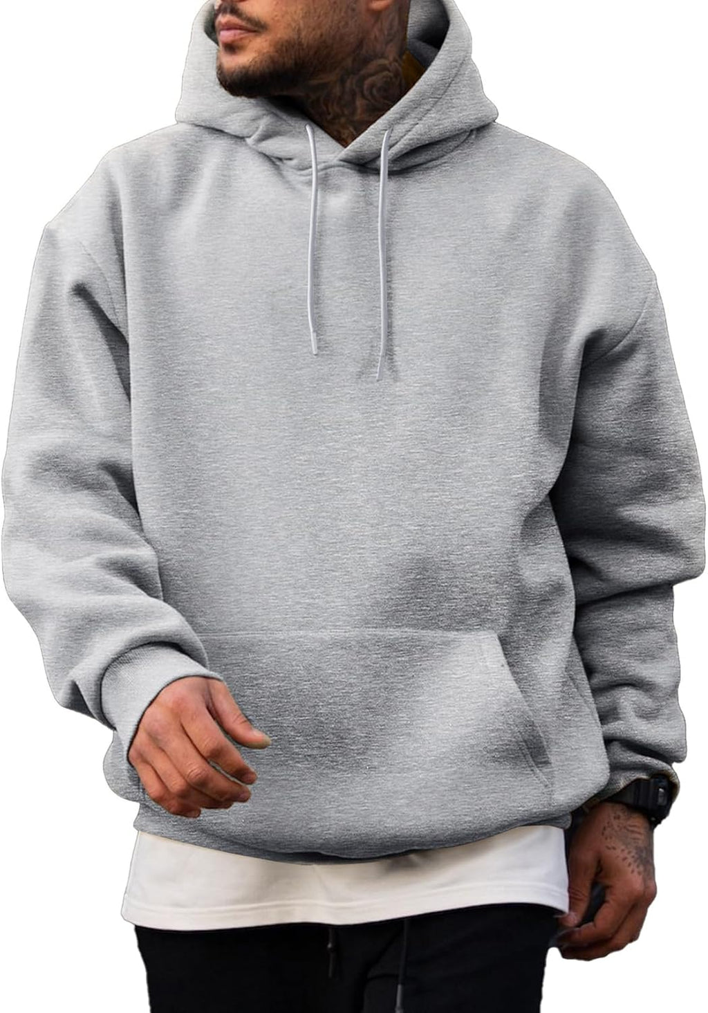 JMIERR Mens Casual Cotton Hooded Collar Drawstring Hoodies Pullover Sweatshirts Casual Long Sleeve Shirts