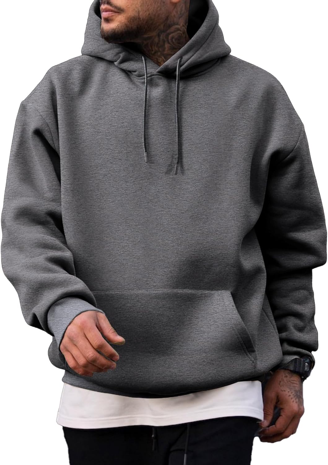 JMIERR Mens Casual Cotton Hooded Collar Drawstring Hoodies Pullover Sweatshirts Casual Long Sleeve Shirts