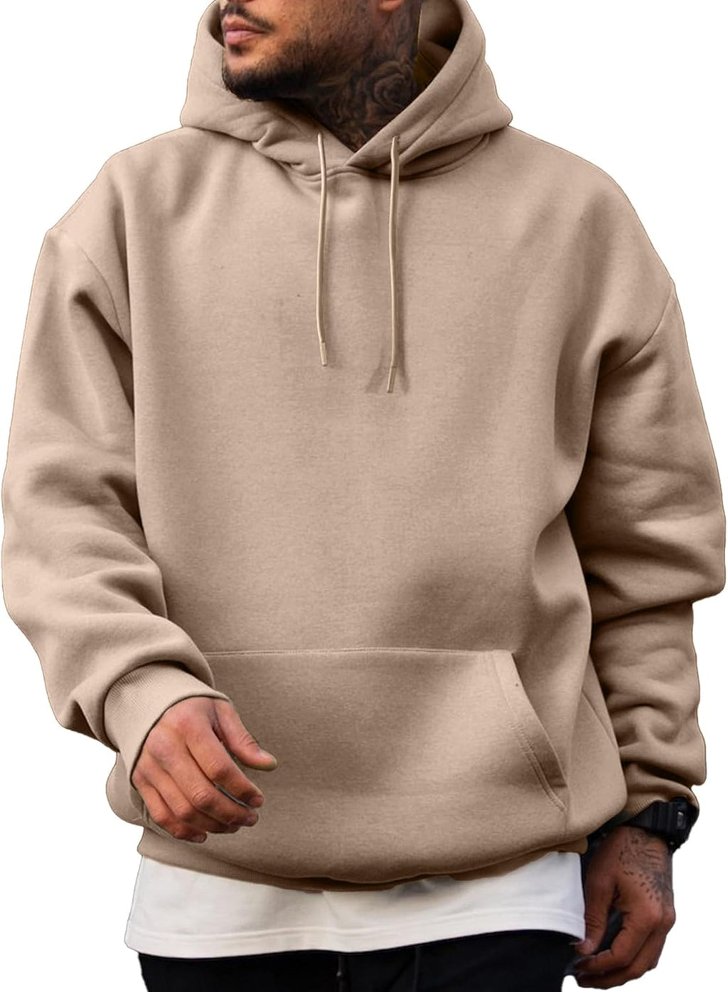 JMIERR Mens Casual Cotton Hooded Collar Drawstring Hoodies Pullover Sweatshirts Casual Long Sleeve Shirts