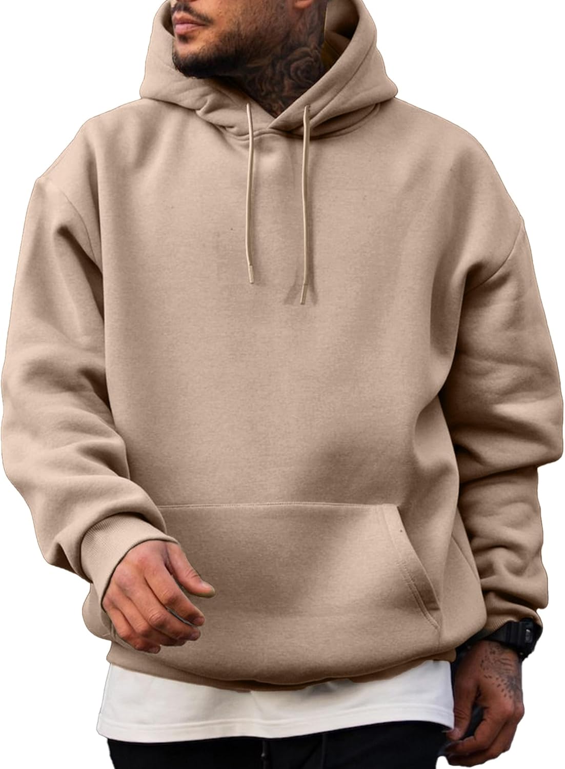 JMIERR Mens Casual Cotton Hooded Collar Drawstring Hoodies Pullover Sweatshirts Casual Long Sleeve Shirts